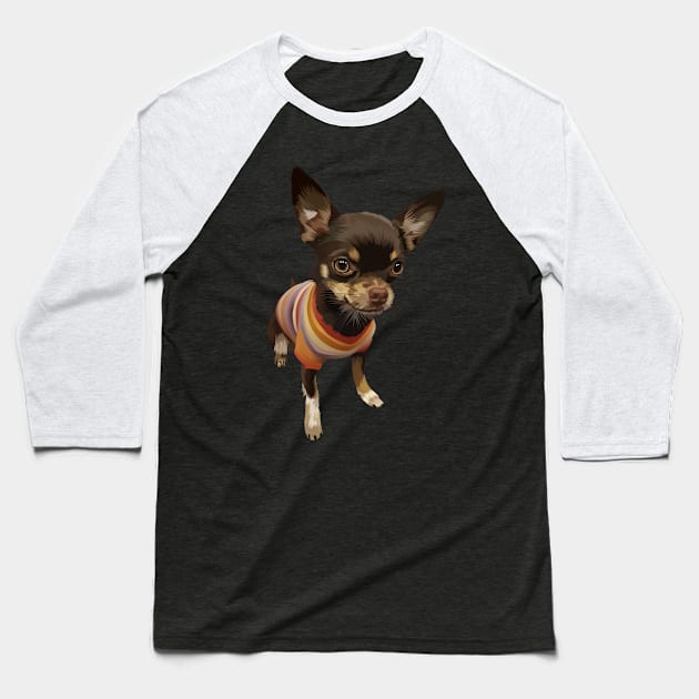 Retro T-shirt Black Dog- vector art the dog Baseball T-Shirt by ビーズ